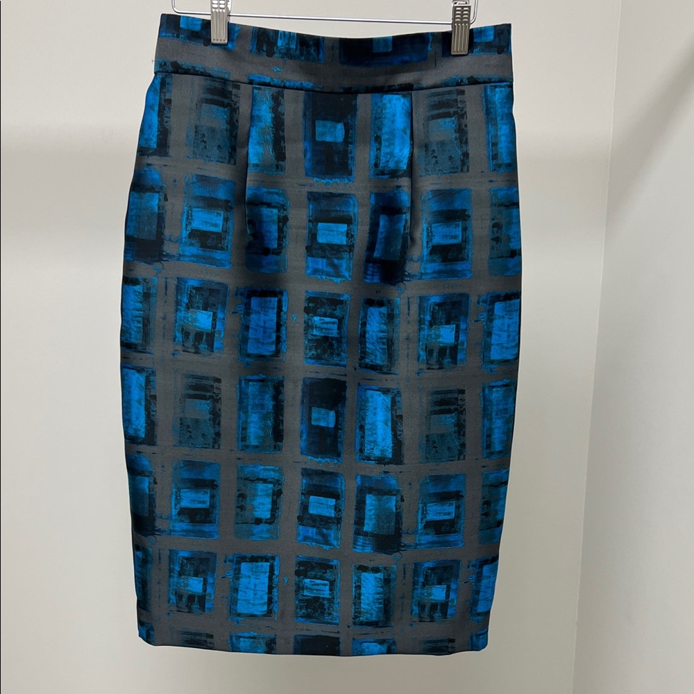 Elegant Blue Checkered Pencil Skirt